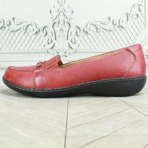 Clarks Women's Red Leather Loafers